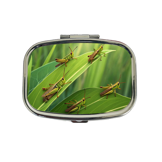 Grasshoppers On Leaves Travel Pill Box Case
