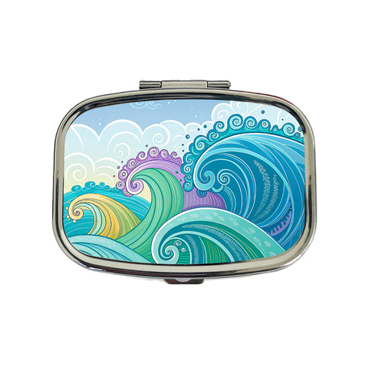 Groovy Ocean Waves Travel Pill Box Case