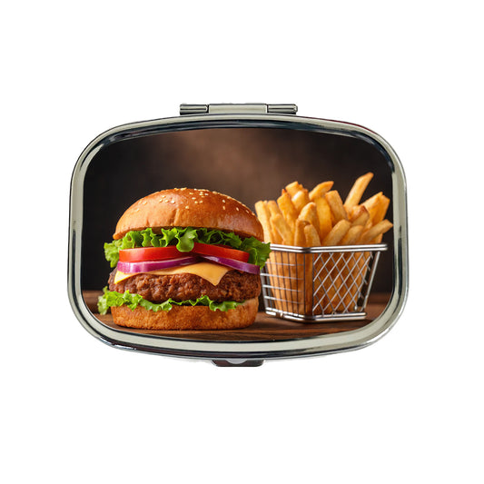 Hamburger And Fries Yummy Dinner Travel Pill Box Case