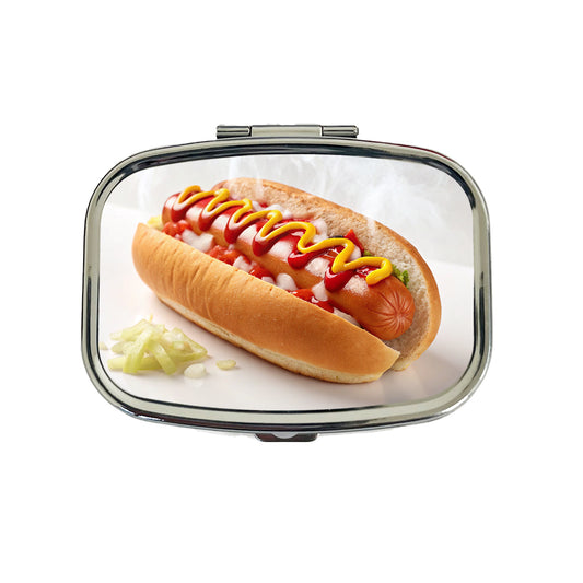 Hot Dog Ketchup Mustard Onions Travel Pill Box Case