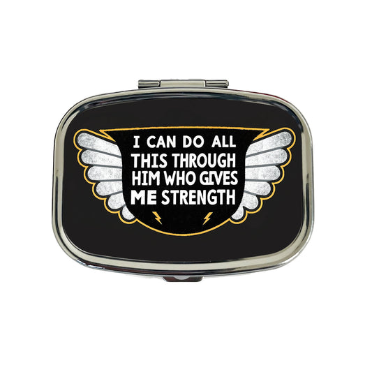 I Can Do All This Through Him Who Gives Me Strength Bible Verse Travel Pill Box Case