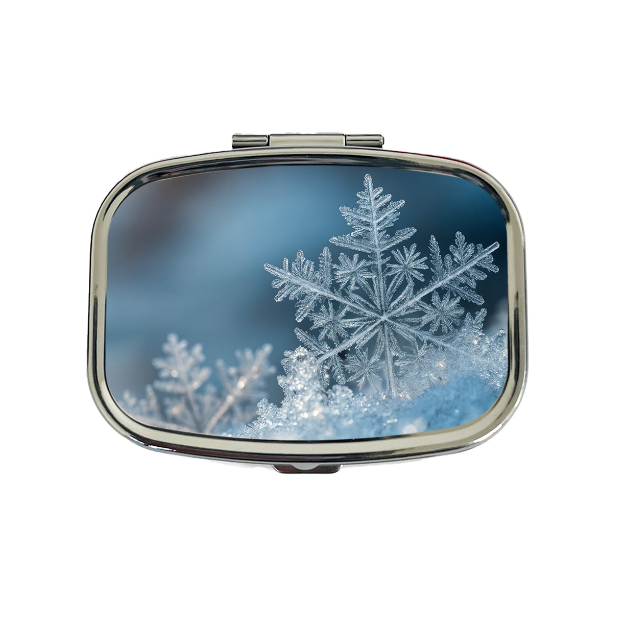 Ice Crystals Close Up Icy Snowflake Travel Pill Box Case