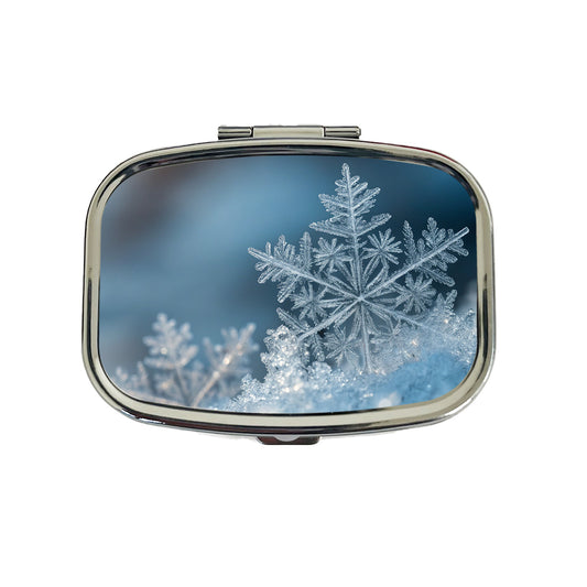 Ice Crystals Close Up Icy Snowflake Travel Pill Box Case