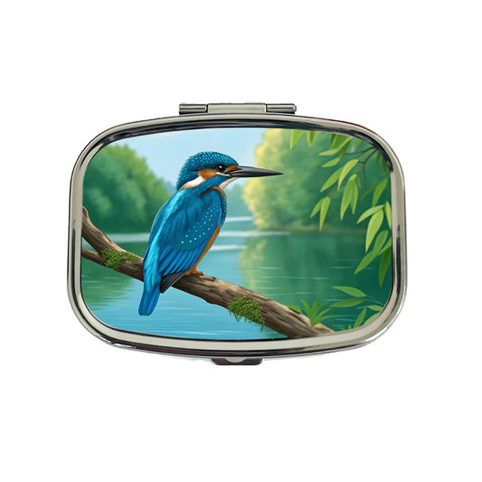 Kingfisher Bird On Branch Travel Pill Box Case