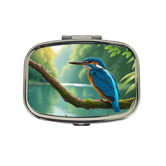 Kingfisher Blue Bird Travel Pill Box Case