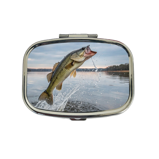Largemouth Bass Fish Jumping Fishing Awesome Travel Pill Box Case