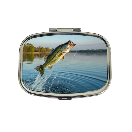 Largemouth Bass Fish Jumping Fishing Travel Pill Box Case