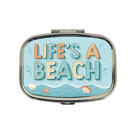 Life's A Beach Sea Foam Ocean Travel Pill Box Case