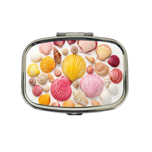 Lot Of Seashells Colorful Beautiful Travel Pill Box Case