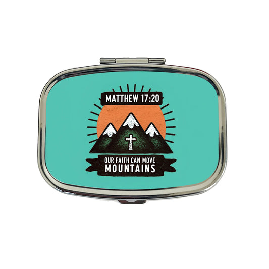 Matthew Our Faith Can Move Mountains Bible Verse Travel Pill Box Case