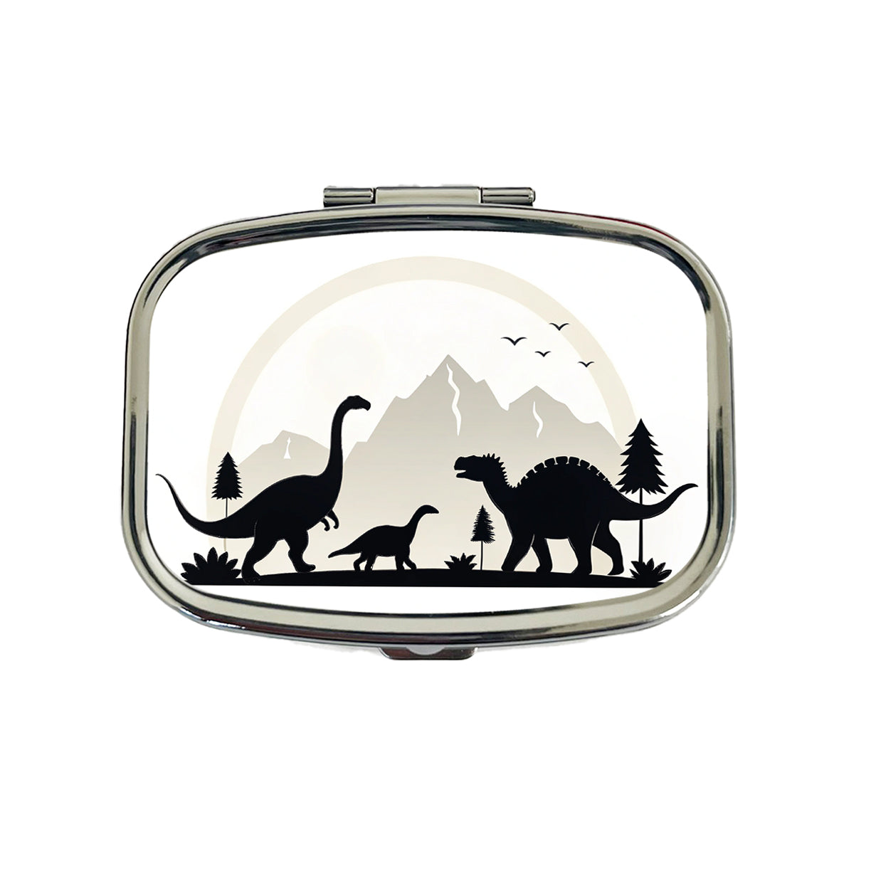 Minimalist Dinosaur Silhouettes Travel Pill Box Case
