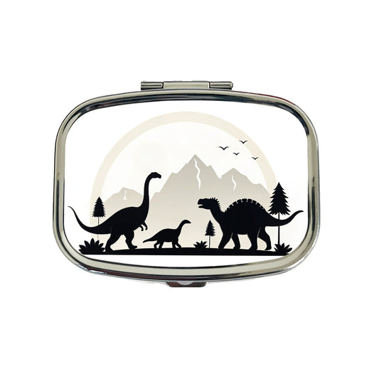 Minimalist Dinosaur Silhouettes Travel Pill Box Case
