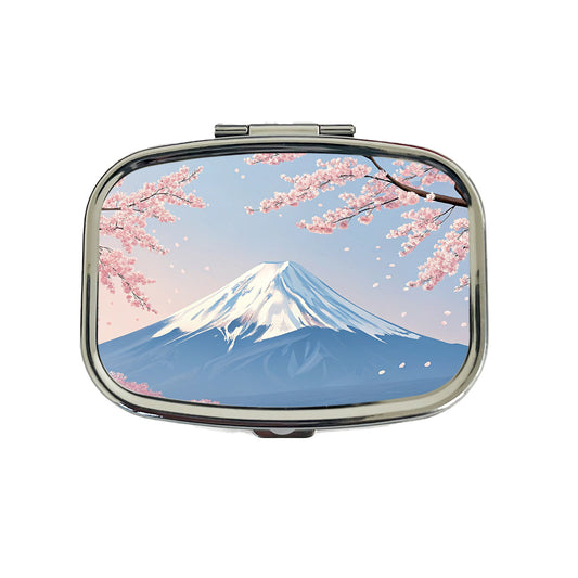 Mount Fuji Japan Cherry Blossom Trees Travel Pill Box Case