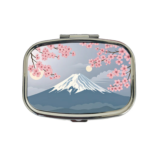 Mount Fuji Japan Drawing Cherry Blossoms Beautiful Travel Pill Box Case