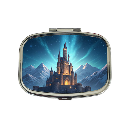 Mountaintop Castle Lights At Night Travel Pill Box Case