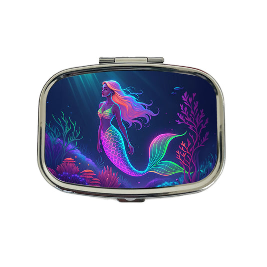 Neon Mermaid Ocean Travel Pill Box Case