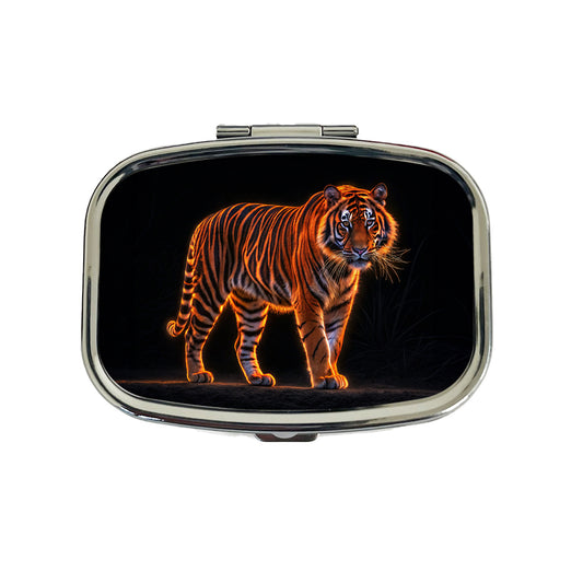 Neon Tiger Orange Travel Pill Box Case