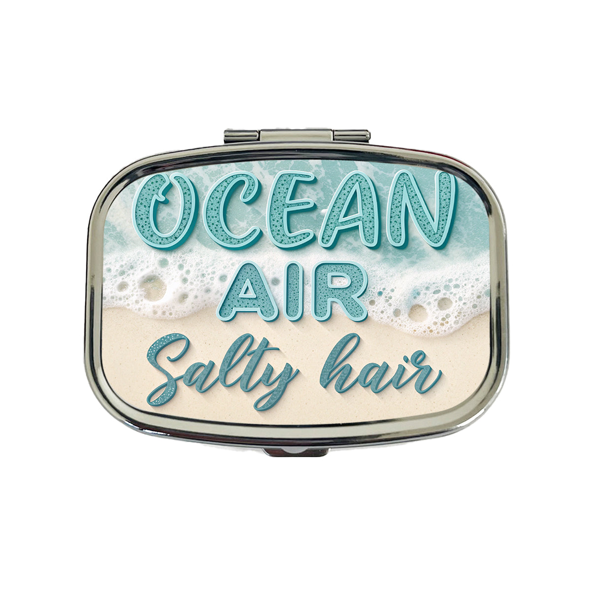 Ocean Air Salty Hair Sea Foam Beach Travel Pill Box Case