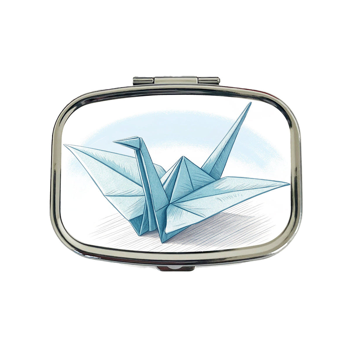 Origami Illustration Paper Crane Travel Pill Box Case