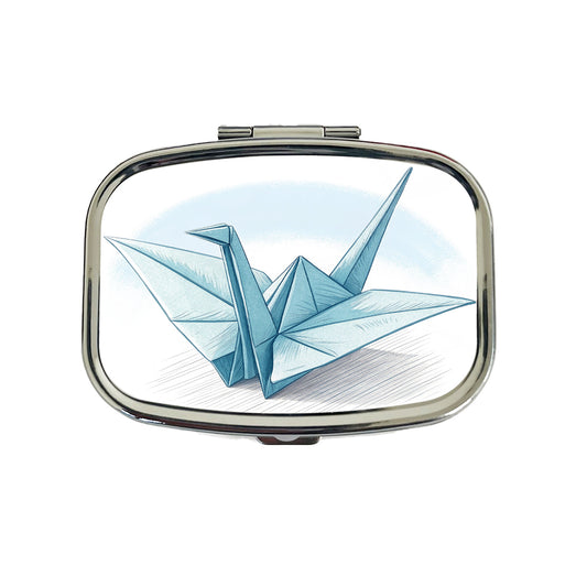 Origami Illustration Paper Crane Travel Pill Box Case