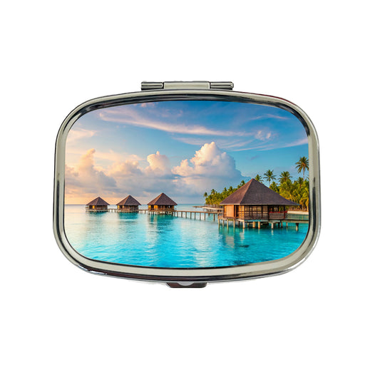 Over Water Bungalows Tropical Paradise Travel Pill Box Case