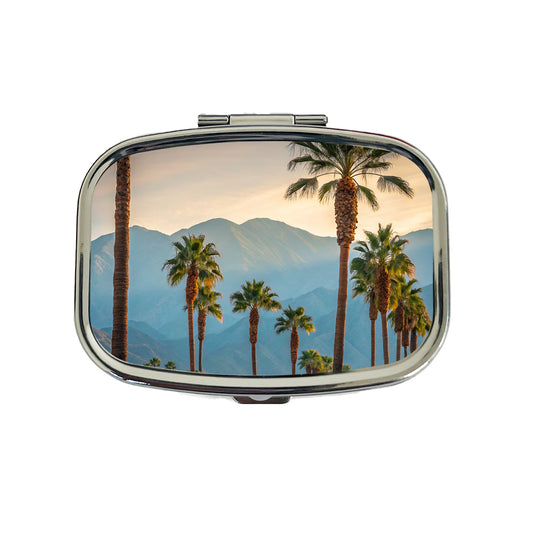 Palm Trees Mountains In Background Travel Pill Box Case