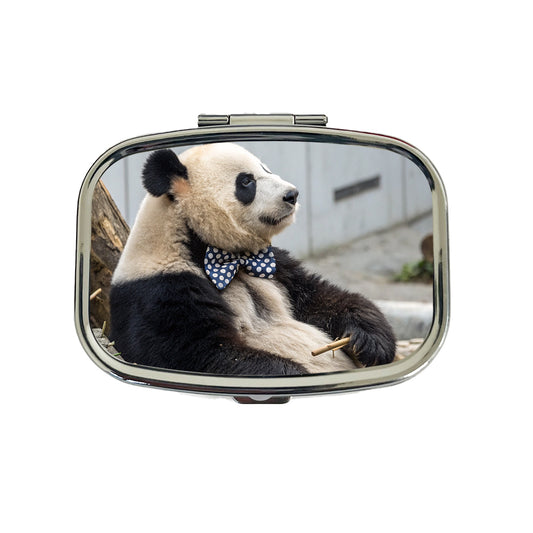 Panda Wearing Bow Tie Travel Pill Box Case