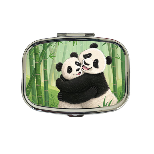 Pandas Hug Love Anniversary Travel Pill Box Case