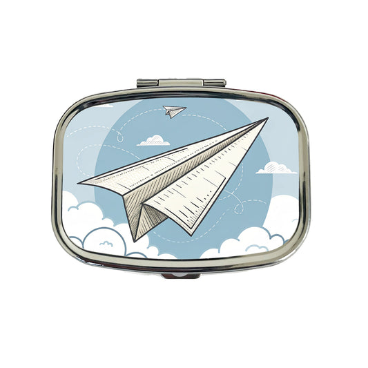 Paper Airplanes Flying Illustration Travel Pill Box Case