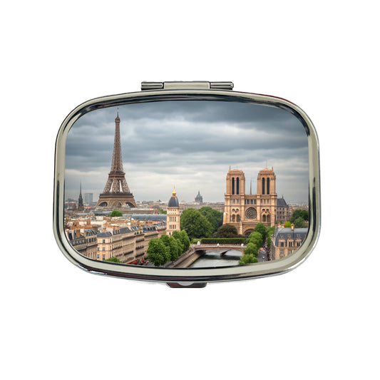 Paris France Travel Eiffel Tower Notre-Dame City Travel Pill Box Case