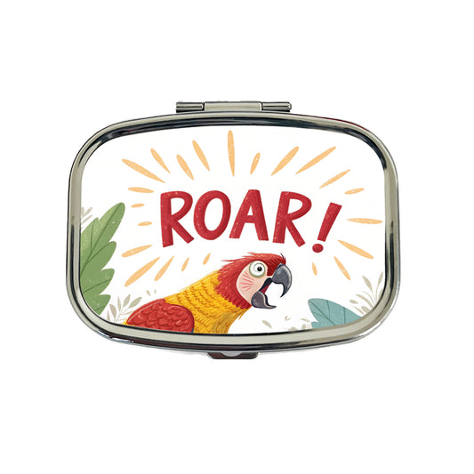 Parrot With Roar Bold Text Funny Travel Pill Box Case