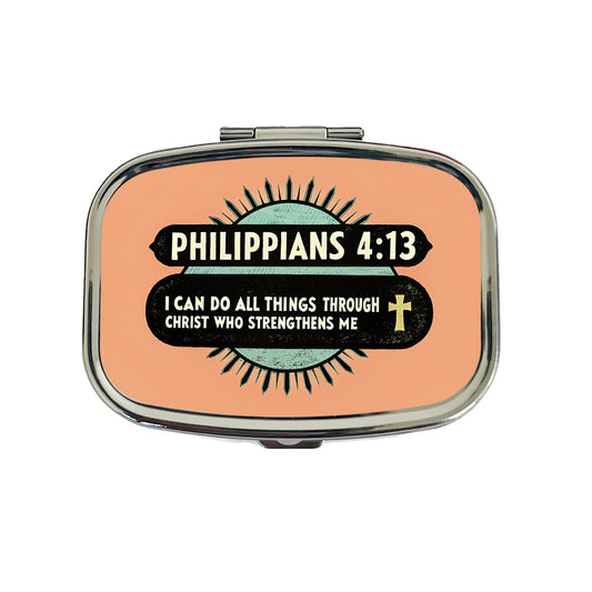 Philippians I Can Do All Things Through Christ Bible Christian Travel Pill Box Case