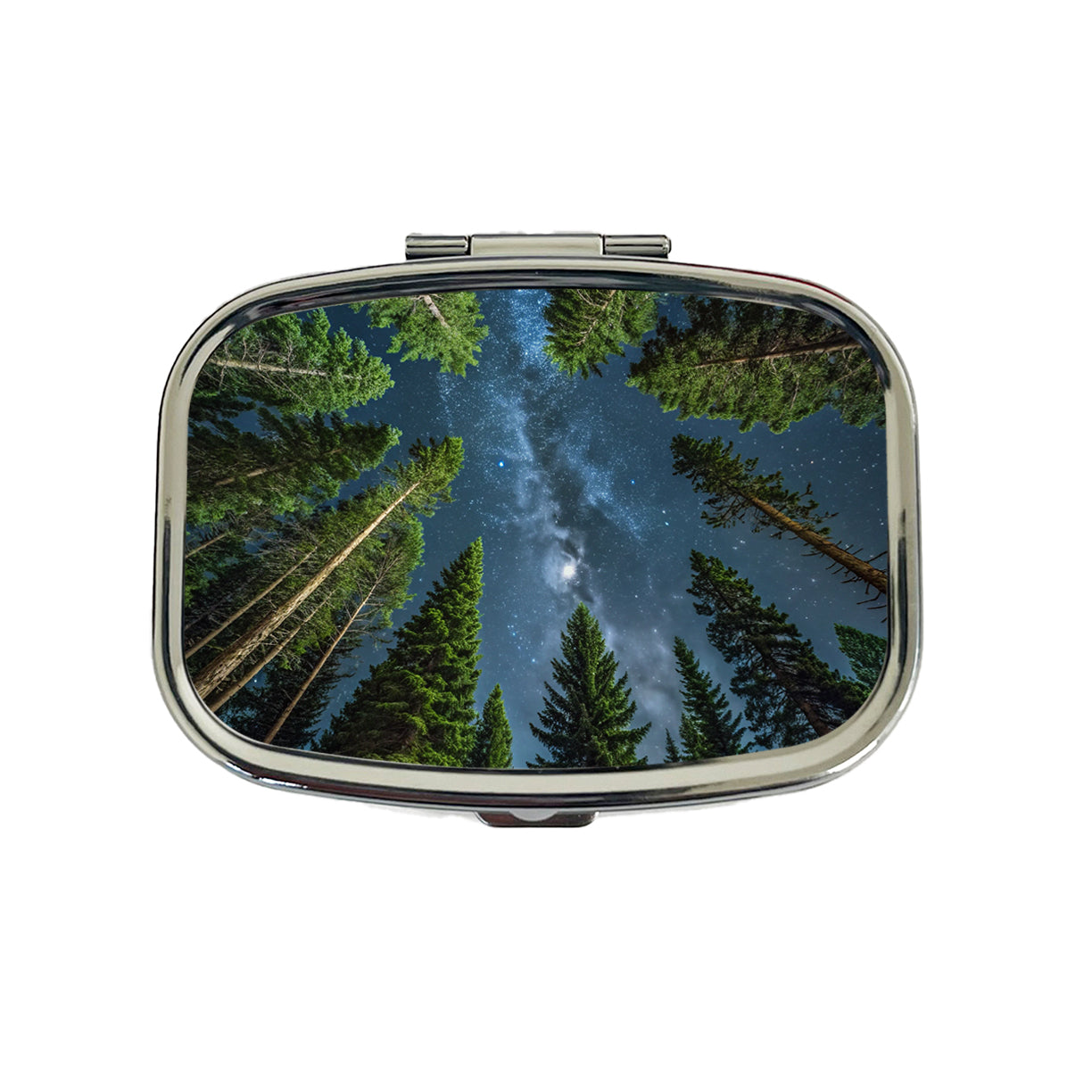 Pine Trees Looking Up Star Packed Sky Travel Pill Box Case