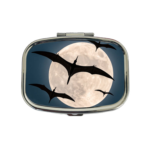 Pterodactylus Silhouettes Night Dinosaurs Travel Pill Box Case