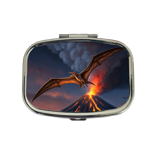Pterodactylus Volcano Erupting Dinosaur Travel Pill Box Case