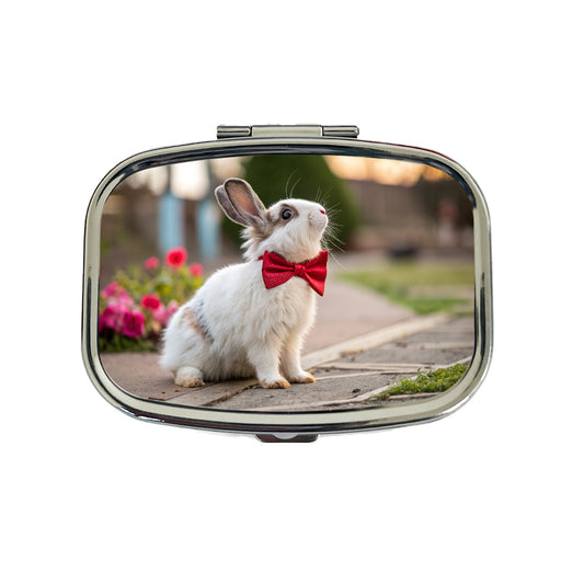 Rabbit Wearing Bow Tie Funny Easter Travel Pill Box Case