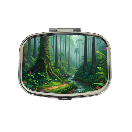 Rain Forest Beautiful Stream Travel Pill Box Case