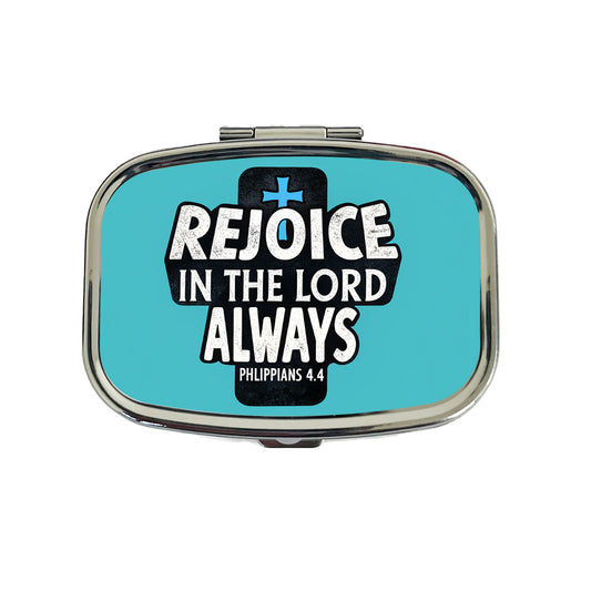 Rejoice In The Lord Always Philippians Bible Verse Travel Pill Box Case