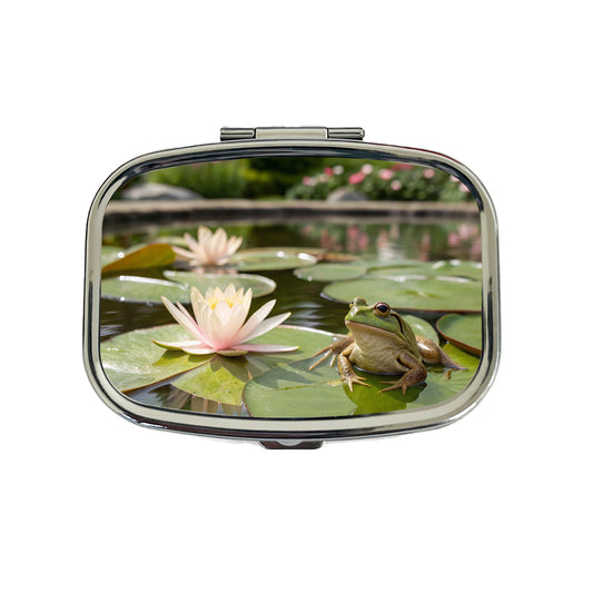 Relaxed Frog On A Lily Pad Travel Pill Box Case