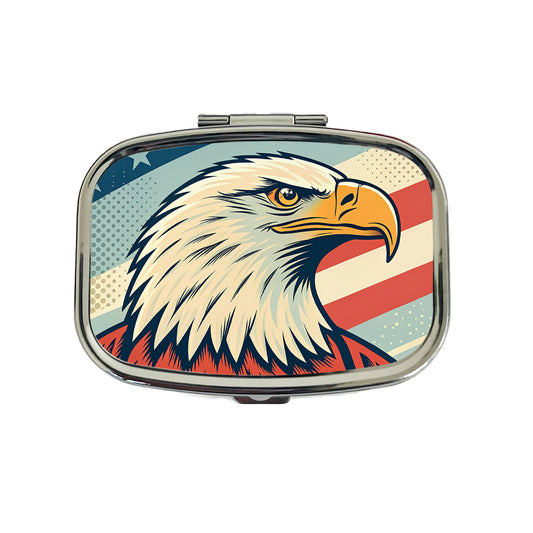 Retro Bald Eagle Patriotic USA United States Of America Travel Pill Box Case