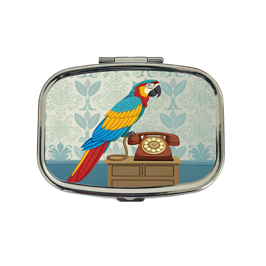 Retro Macaw Colorful Bird Travel Pill Box Case