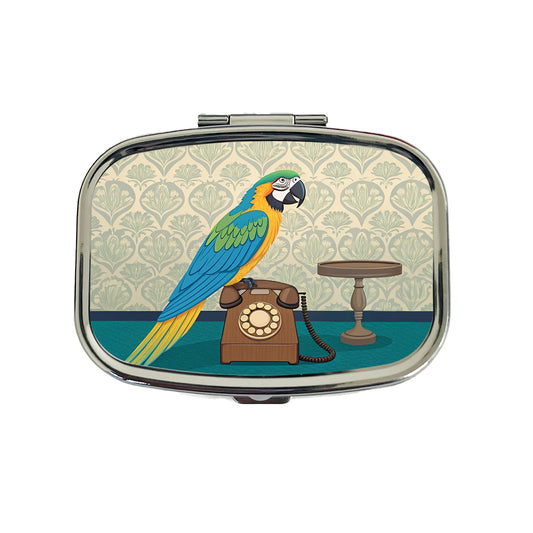 Retro Macaw Phone Bird Travel Pill Box Case