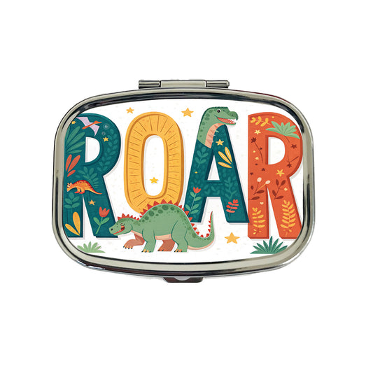 Roar Bold Colorful Dinosaurs Cute Travel Pill Box Case