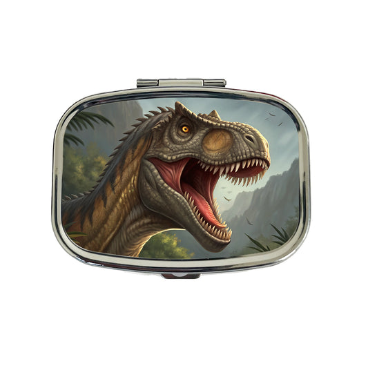 Roaring Allosaurus Dinosaur Mountains Travel Pill Box Case
