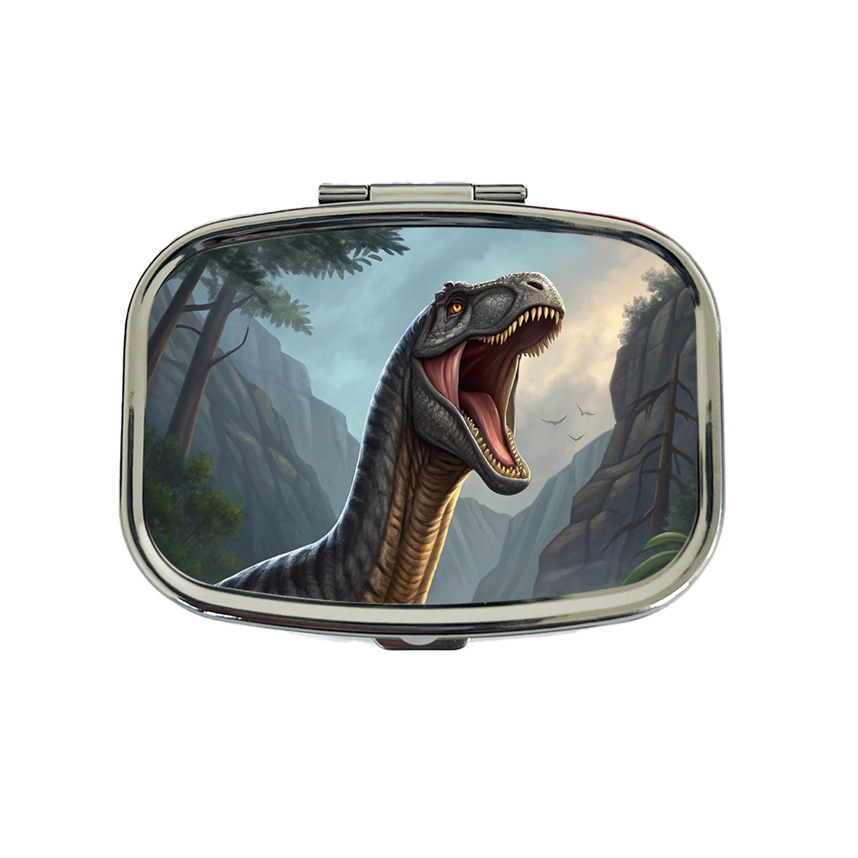 Roaring Argentinosaurus Dinosaur Mountains Travel Pill Box Case