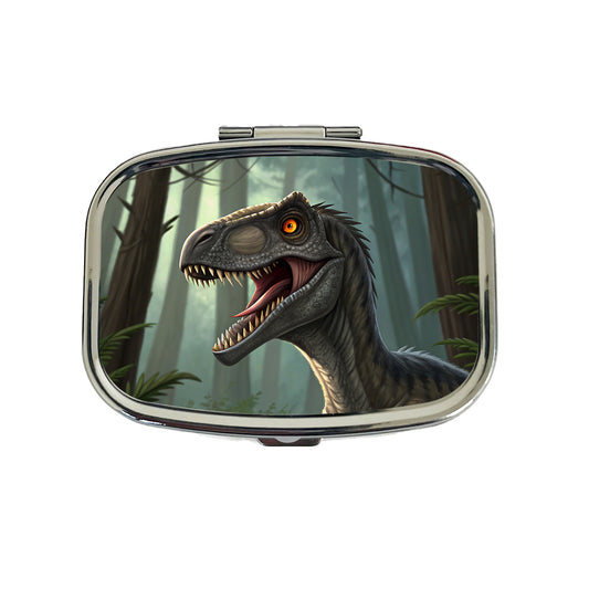 Roaring Raptor Dinosaur Forest Travel Pill Box Case
