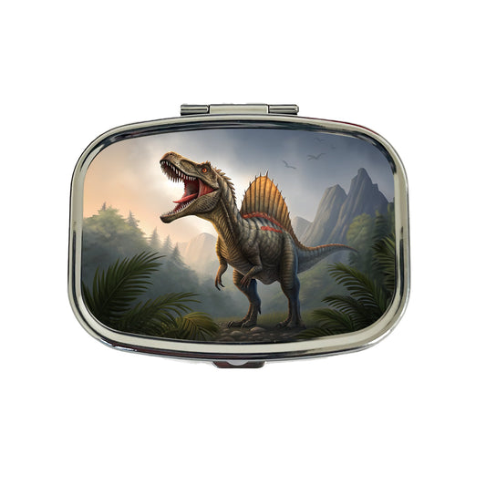 Roaring Spinosaurus Dinosaur Mountains Travel Pill Box Case
