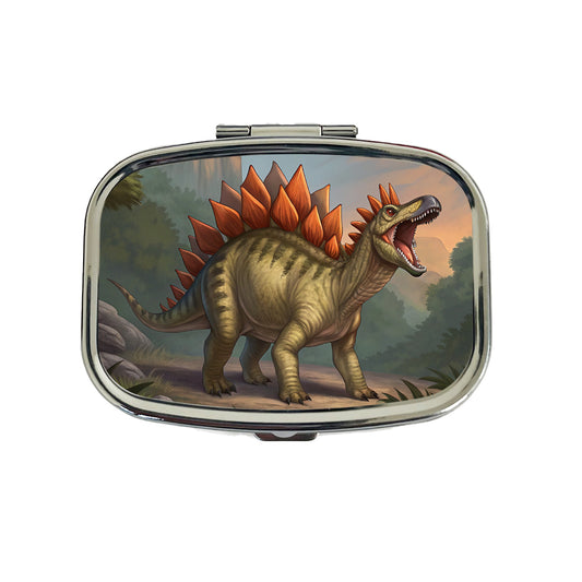 Roaring Stegosaurus Dinosaur Mountain Travel Pill Box Case