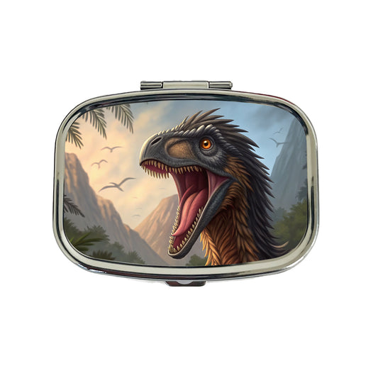 Roaring Therizinosaurus Dinosaur Jungle Travel Pill Box Case