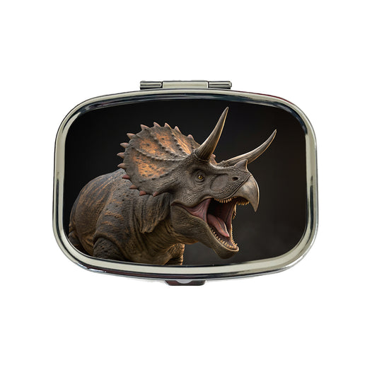 Roaring Triceratops Dinosaur Realistic Travel Pill Box Case
